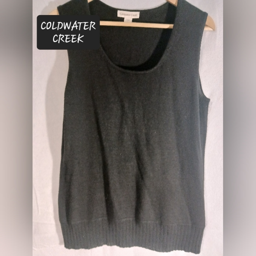 Coldwater Creek Black Ribbed Sleeveless Tank Top